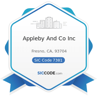 Appleby And Co Inc - SIC Code 7381 - Detective, Guard, and Armored Car Services