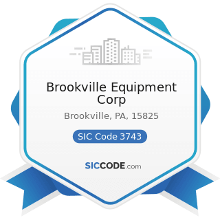 Brookville Equipment Corp - SIC Code 3743 - Railroad Equipment