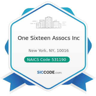 One Sixteen Assocs Inc - NAICS Code 531190 - Lessors of Other Real Estate Property