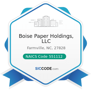 Boise Paper Holdings, LLC - NAICS Code 551112 - Offices of Other Holding Companies