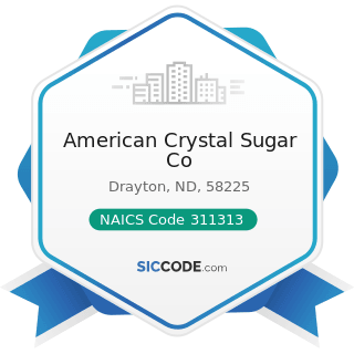 American Crystal Sugar Co - NAICS Code 311313 - Beet Sugar Manufacturing