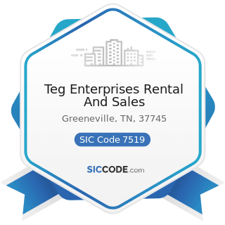Teg Enterprises Rental And Sales - SIC Code 7519 - Utility Trailer and Recreational Vehicle...