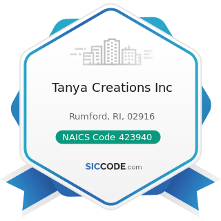 Tanya Creations Inc - NAICS Code 423940 - Jewelry, Watch, Precious Stone, and Precious Metal...