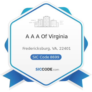 A A A Of Virginia - SIC Code 8699 - Membership Organizations, Not Elsewhere Classified