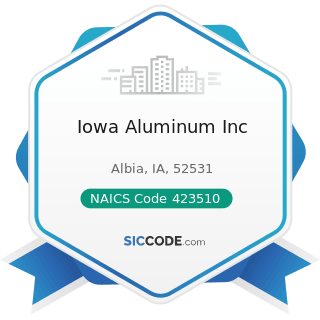 Iowa Aluminum Inc - NAICS Code 423510 - Metal Service Centers and Other Metal Merchant...