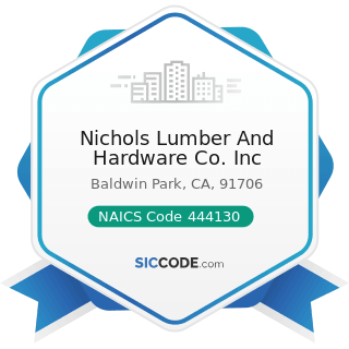 Nichols Lumber And Hardware Co. Inc - NAICS Code 444130 - Hardware Stores