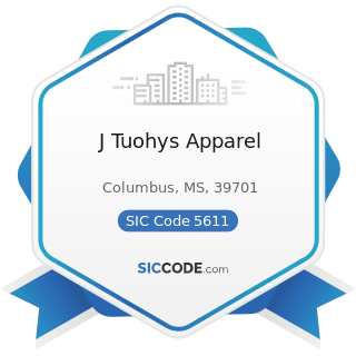 J Tuohys Apparel - SIC Code 5611 - Men's and Boys' Clothing and Accessory Stores