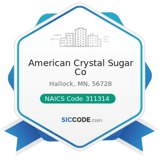 American Crystal Sugar Co - NAICS Code 311314 - Cane Sugar Manufacturing