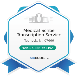 Medical Scribe Transcription Service - NAICS Code 561492 - Court Reporting and Stenotype Services