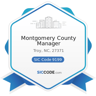 Montgomery County Manager - SIC Code 9199 - General Government, Not Elsewhere Classified