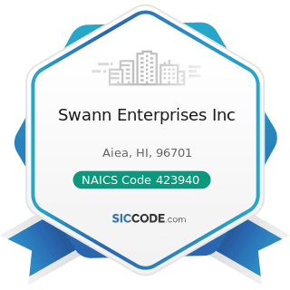 Swann Enterprises Inc - NAICS Code 423940 - Jewelry, Watch, Precious Stone, and Precious Metal...