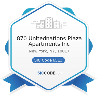 870 Unitednations Plaza Apartments Inc - SIC Code 6513 - Operators of Apartment Buildings