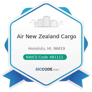 Air New Zealand Cargo - NAICS Code 481111 - Scheduled Passenger Air Transportation