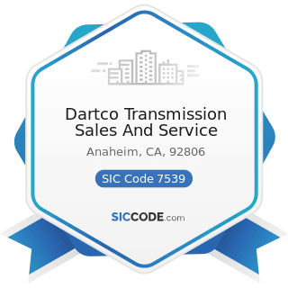 Dartco Transmission Sales And Service - SIC Code 7539 - Automotive Repair Shops, Not Elsewhere...