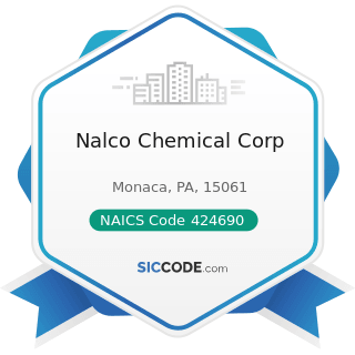 Nalco Chemical Corp - NAICS Code 424690 - Other Chemical and Allied Products Merchant Wholesalers