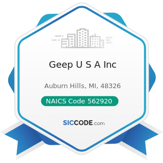 Geep U S A Inc - NAICS Code 562920 - Materials Recovery Facilities