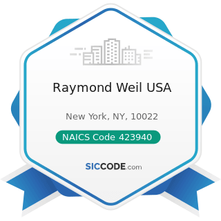 Raymond Weil USA - NAICS Code 423940 - Jewelry, Watch, Precious Stone, and Precious Metal...