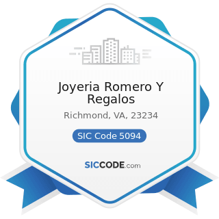 Joyeria Romero Y Regalos - SIC Code 5094 - Jewelry, Watches, Precious Stones, and Precious Metals
