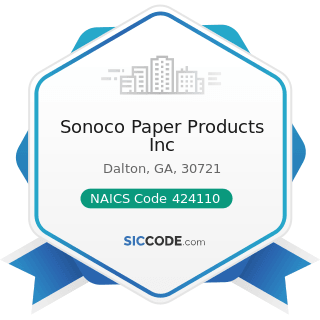 Sonoco Paper Products Inc - NAICS Code 424110 - Printing and Writing Paper Merchant Wholesalers