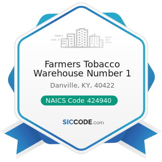 Farmers Tobacco Warehouse Number 1 - NAICS Code 424940 - Tobacco Product and Electronic...