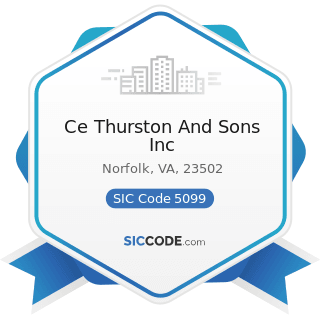 Ce Thurston And Sons Inc - SIC Code 5099 - Durable Goods, Not Elsewhere Classified