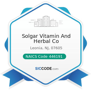 Solgar Vitamin And Herbal Co - NAICS Code 446191 - Food (Health) Supplement Stores