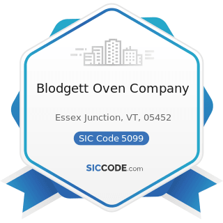 Blodgett Oven Company - SIC Code 5099 - Durable Goods, Not Elsewhere Classified