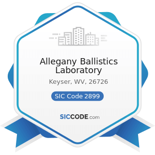 Allegany Ballistics Laboratory - SIC Code 2899 - Chemicals and Chemical Preparations, Not...
