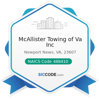 McAllister Towing of Va Inc - NAICS Code 488410 - Motor Vehicle Towing