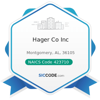 Hager Co Inc - NAICS Code 423710 - Hardware Merchant Wholesalers