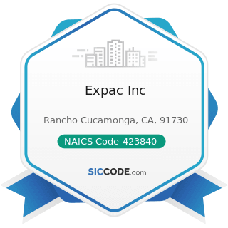 Expac Inc - NAICS Code 423840 - Industrial Supplies Merchant Wholesalers