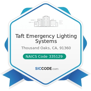 Taft Emergency Lighting Systems - NAICS Code 335129 - Other Lighting Equipment Manufacturing