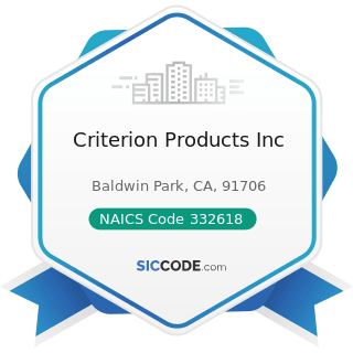 Criterion Products Inc - NAICS Code 332618 - Other Fabricated Wire Product Manufacturing