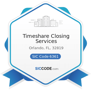 Timeshare Closing Services - SIC Code 6361 - Title Insurance