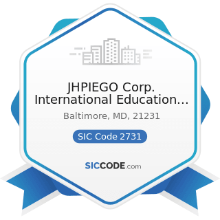 JHPIEGO Corp. International Education and Training In Reprodu - SIC Code 2731 - Books:...