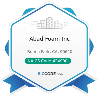 Abad Foam Inc - NAICS Code 424990 - Other Miscellaneous Nondurable Goods Merchant Wholesalers