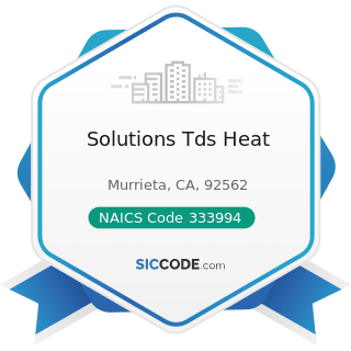Solutions Tds Heat - NAICS Code 333994 - Industrial Process Furnace and Oven Manufacturing