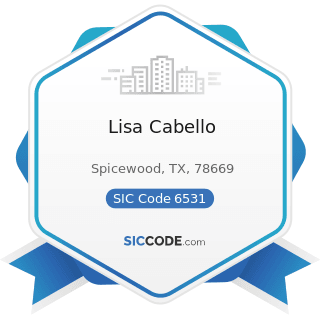Lisa Cabello - SIC Code 6531 - Real Estate Agents and Managers