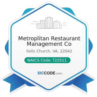 Metroplitan Restaurant Management Co - NAICS Code 722511 - Full-Service Restaurants