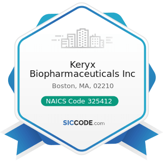 Keryx Biopharmaceuticals Inc - NAICS Code 325412 - Pharmaceutical Preparation Manufacturing
