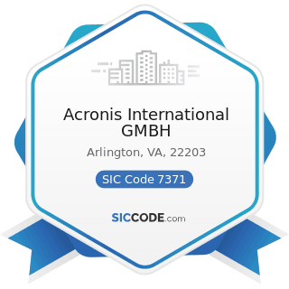 Acronis International GMBH - SIC Code 7371 - Computer Programming Services
