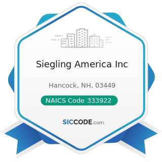 Siegling America Inc - NAICS Code 333922 - Conveyor and Conveying Equipment Manufacturing