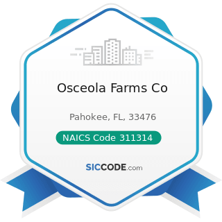 Osceola Farms Co - NAICS Code 311314 - Cane Sugar Manufacturing