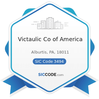 Victaulic Co of America - SIC Code 3494 - Valves and Pipe Fittings, Not Elsewhere Classified