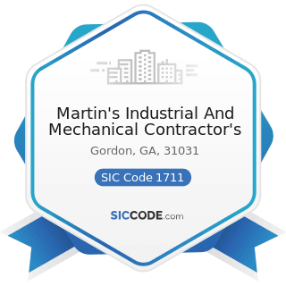 Martin's Industrial And Mechanical Contractor's - SIC Code 1711 - Plumbing, Heating and...