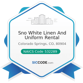Sno White Linen And Uniform Rental - NAICS Code 532289 - All Other Consumer Goods Rental
