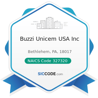 Buzzi Unicem USA Inc - NAICS Code 327320 - Ready-Mix Concrete Manufacturing