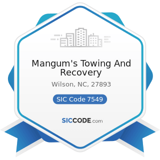Mangum's Towing And Recovery - SIC Code 7549 - Automotive Services, except Repair and Carwashes