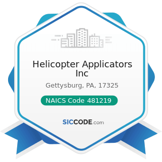 Helicopter Applicators Inc - NAICS Code 481219 - Other Nonscheduled Air Transportation