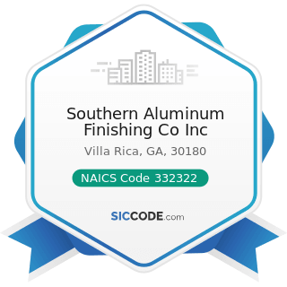 Southern Aluminum Finishing Co Inc - NAICS Code 332322 - Sheet Metal Work Manufacturing
